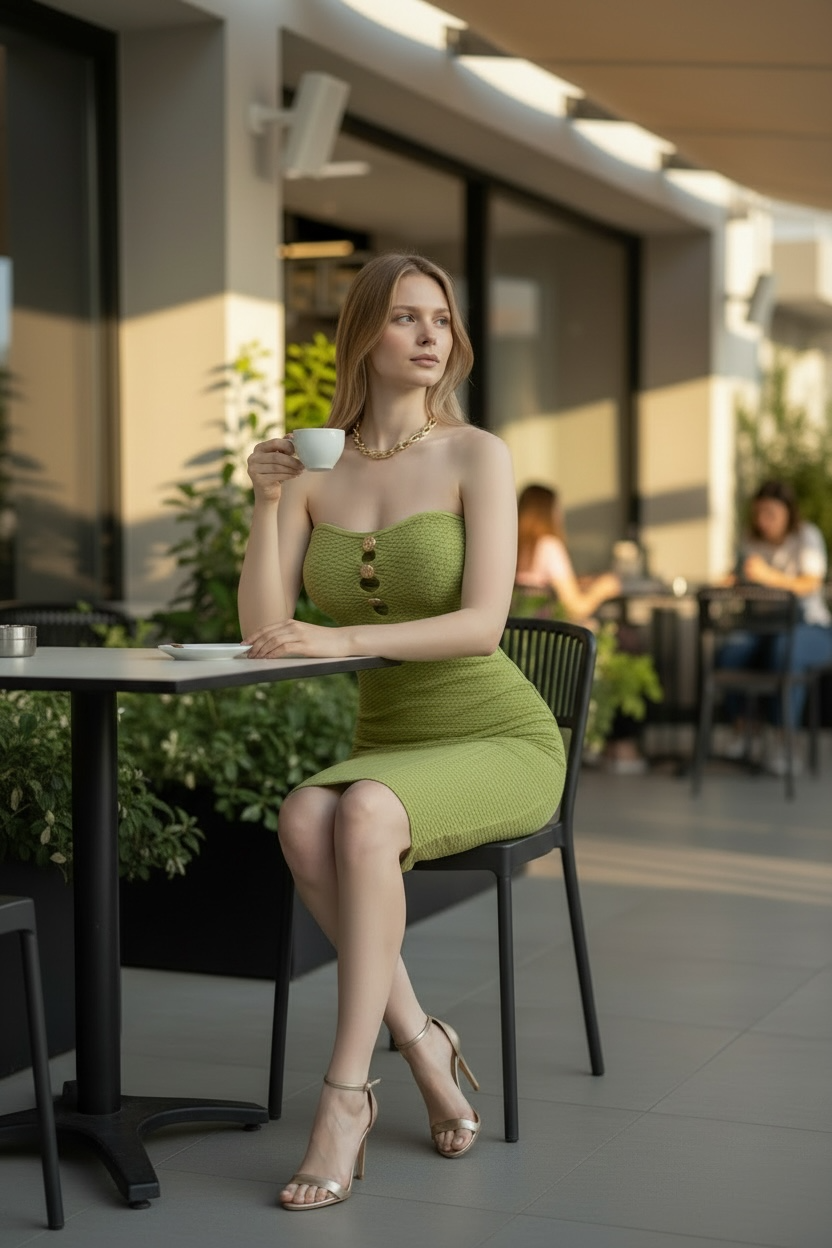 Green Strapless Maxi Dress