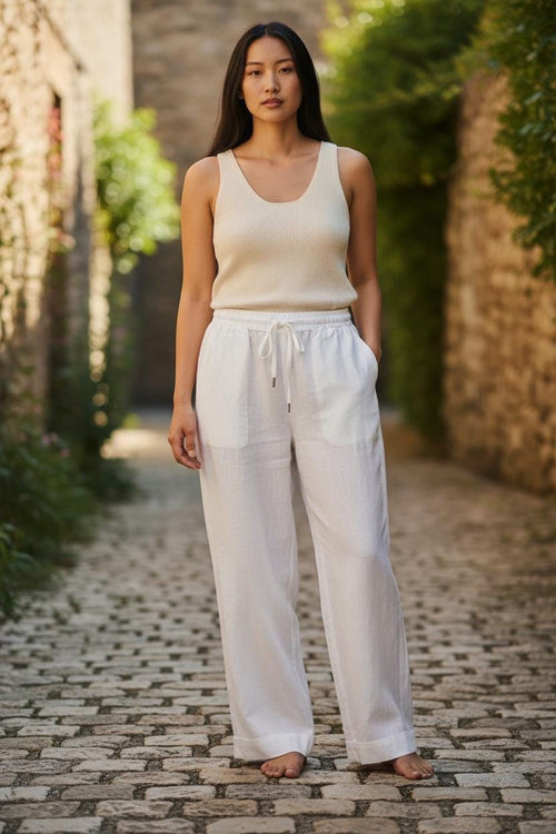 100% Linen Wide Leg Pants