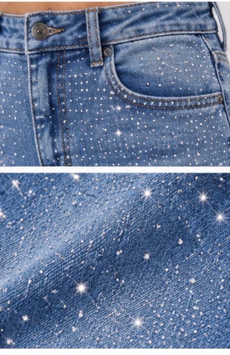 Light Blue full Stone Embellished Jeans