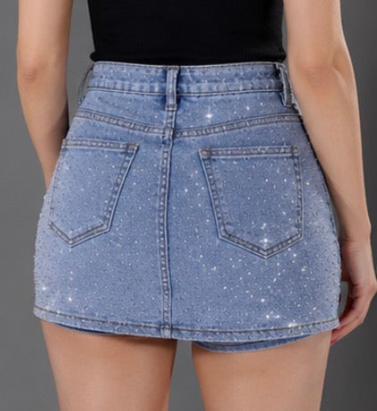 Rhinestone Denim Skirt