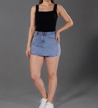 Rhinestone Denim Skirt