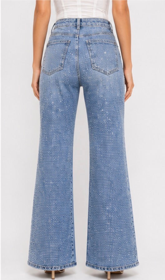 Light Blue full Stone Embellished Jeans