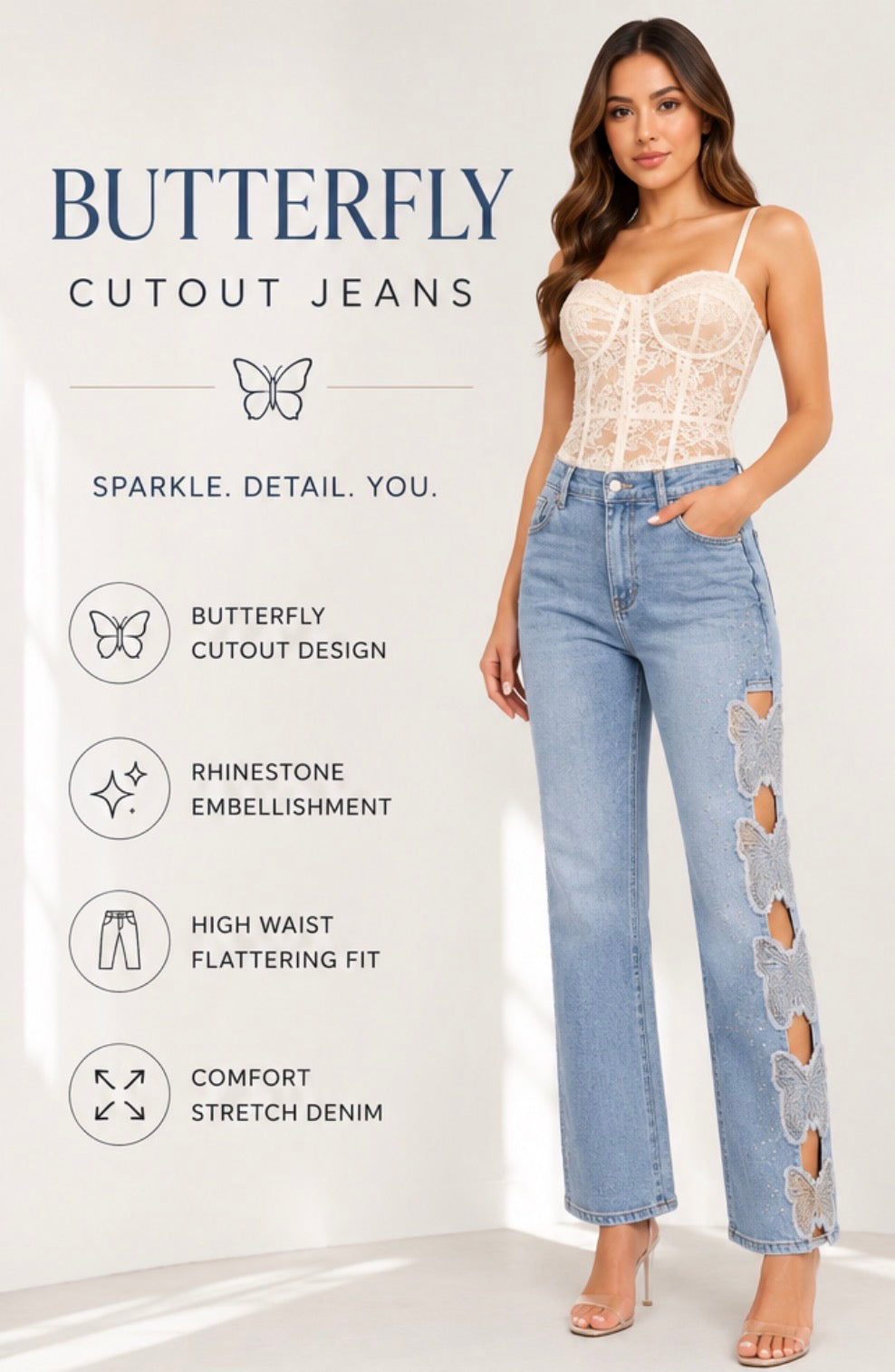 Butterfly Cutout Jeans