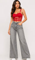 Celeste Rhinestone Wide Leg Jeans