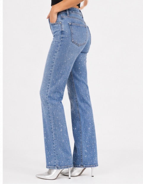 Light Blue full Stone Embellished Jeans