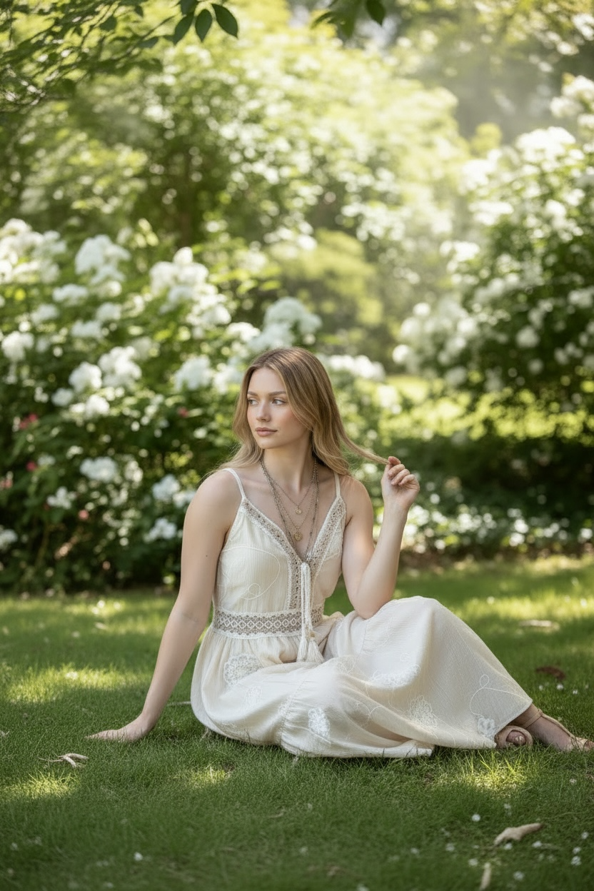 Bohemian Lace Maxi Dress: V-Neck Crochet Beachwear