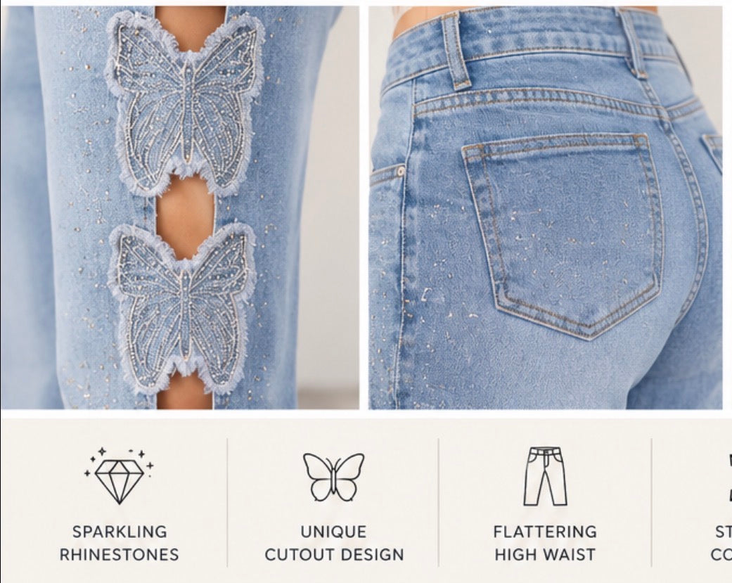 Butterfly Cutout Jeans
