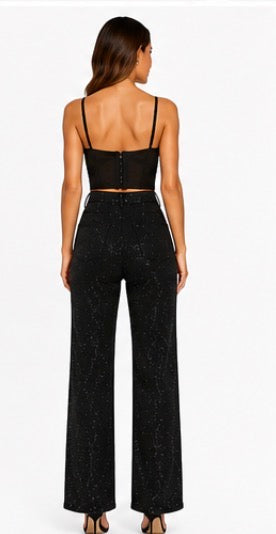 Celeste Rhinestone Wide Leg Jeans