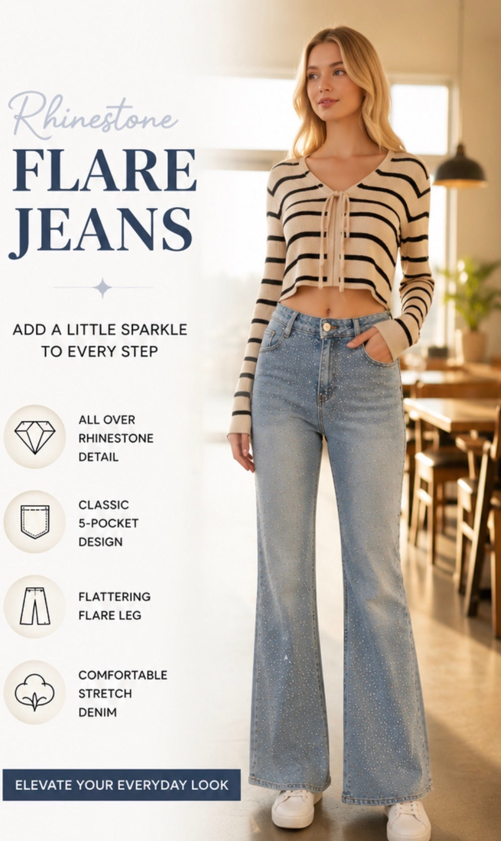 Azul  Rhinestone Wide Leg