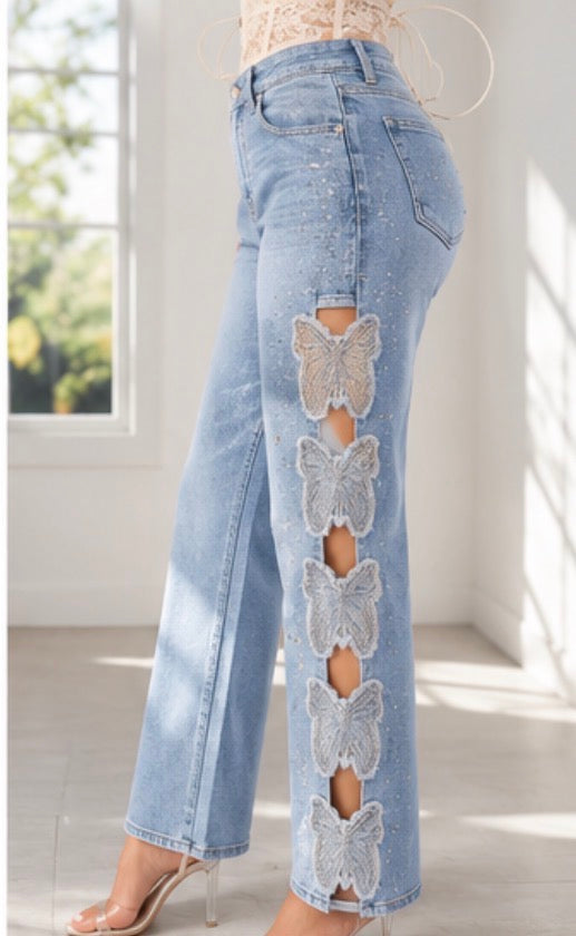 Butterfly Cutout Jeans
