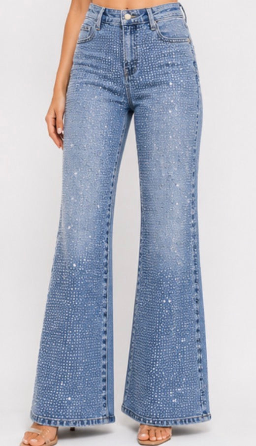 Light Blue full Stone Embellished Jeans