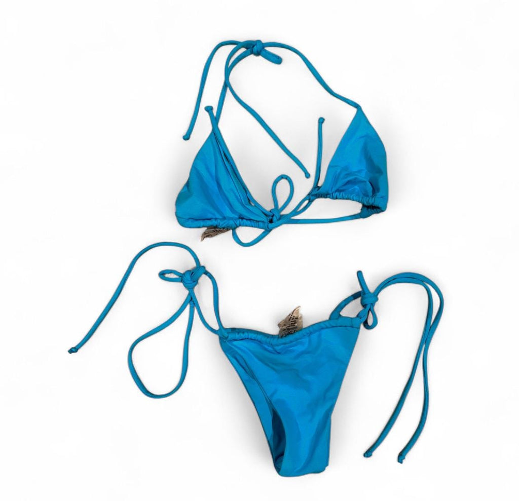 Blue String Bikini Set, Beach Boho Swimwear