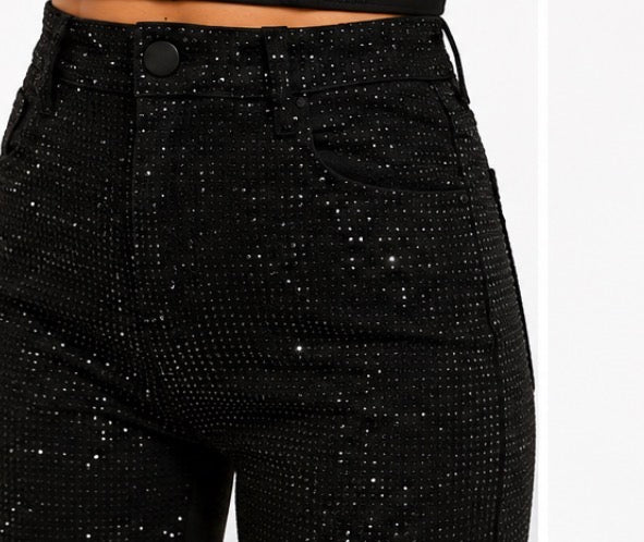 Celeste Rhinestone Wide Leg Jeans