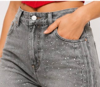 Celeste Rhinestone Wide Leg Jeans