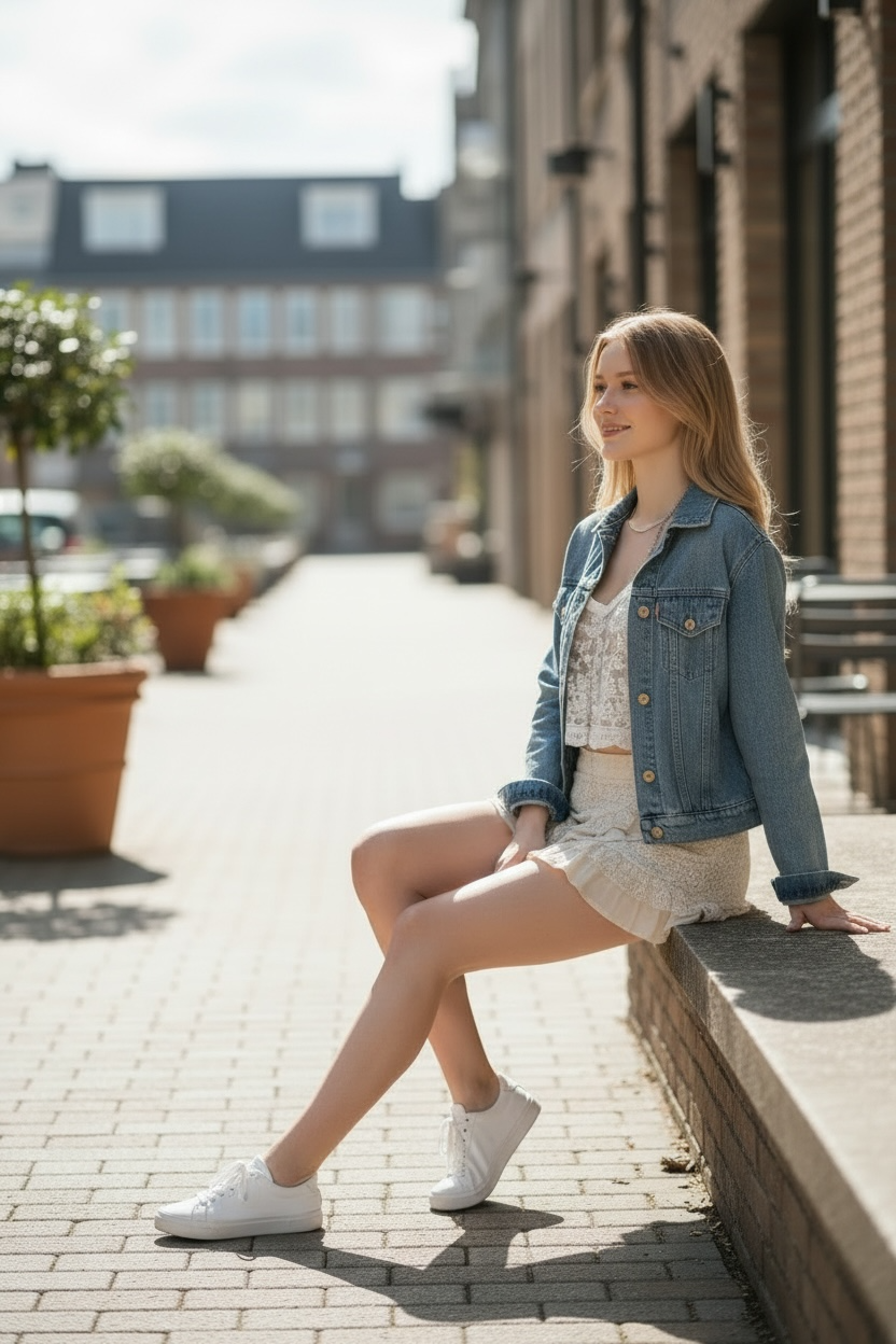 Tan skirt floral pattern