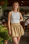 Tan puff Waistband skirt