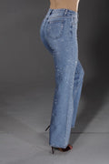Light Blue Wash Full Stone Embellished Jeans