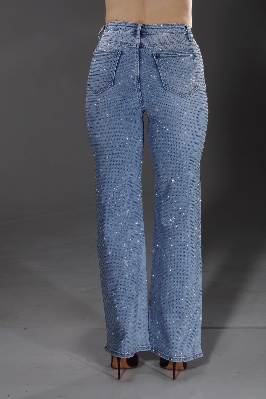 Light Blue Wash Full Stone Embellished Jeans