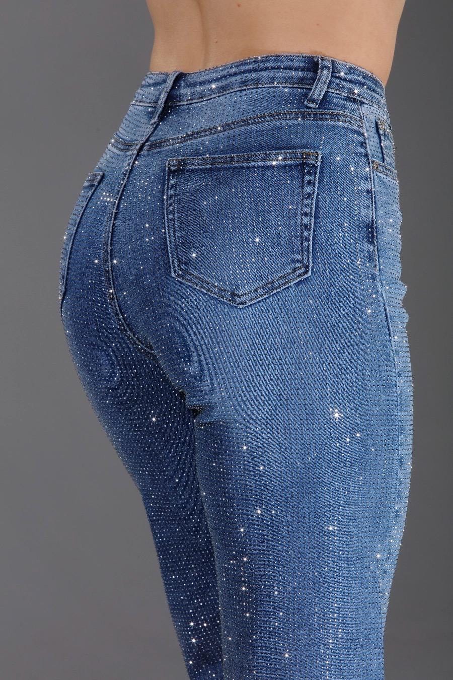 Light Blue Wash Full Stone Embellished Jeans