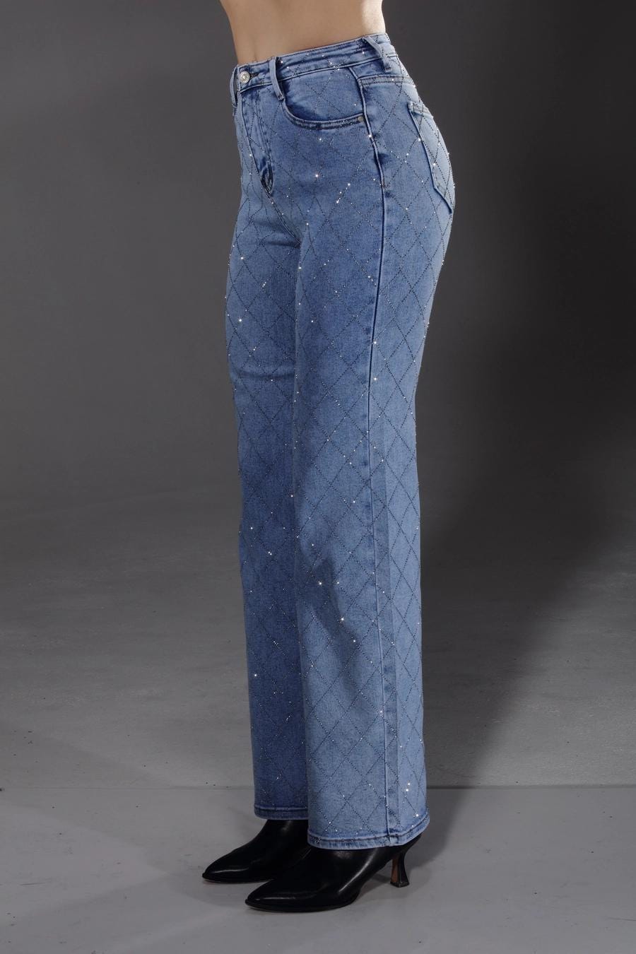 Light Blue full Stone Embellished Jeans