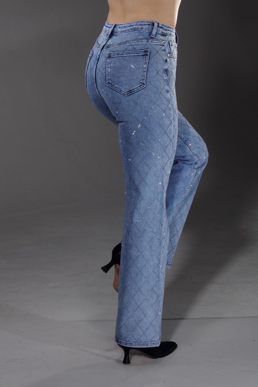 Light Blue full Stone Embellished Jeans