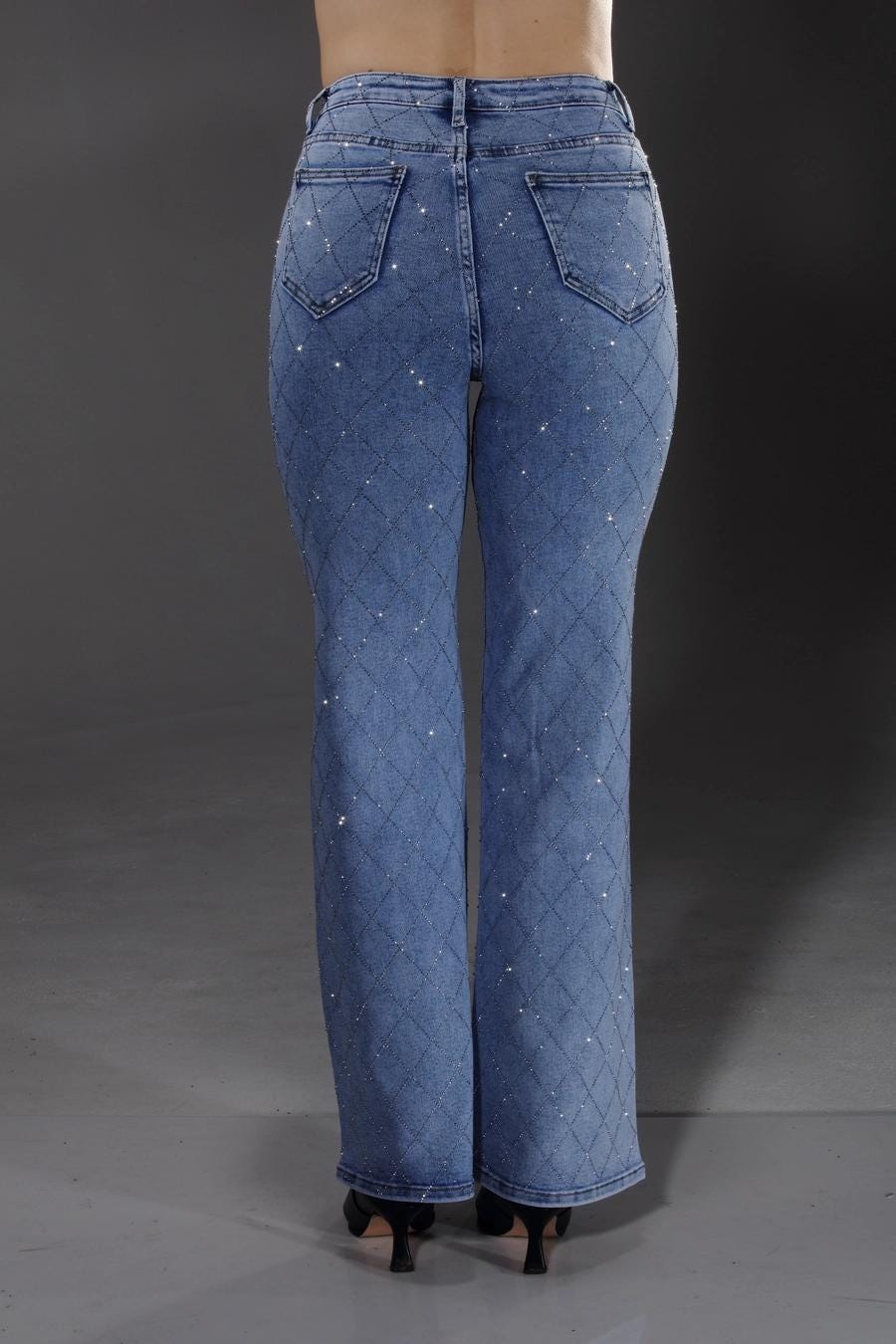 Light Blue full Stone Embellished Jeans