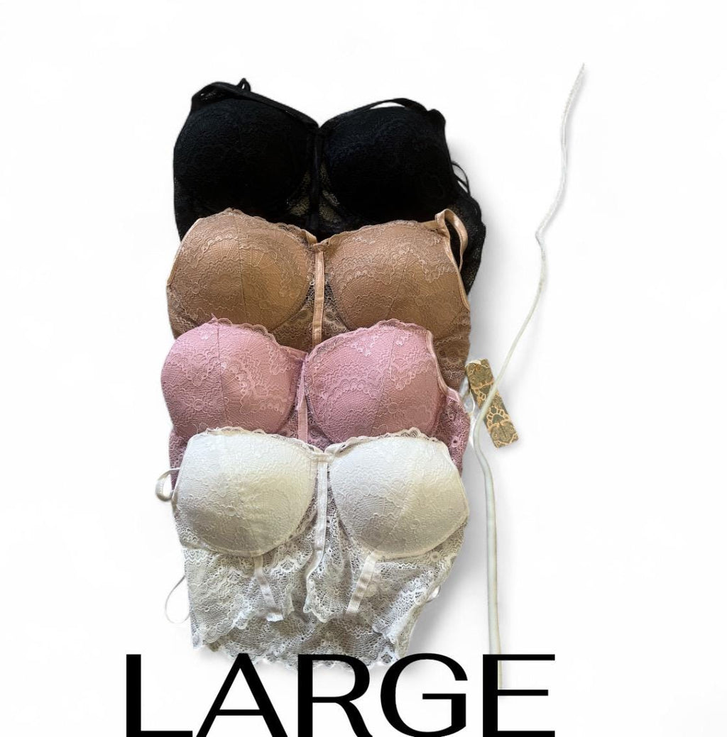 White  , black , pink ,brown lace bralette with adjustable straps, pack of 4