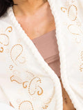 long sleeve button closure embroidery detailed sweater