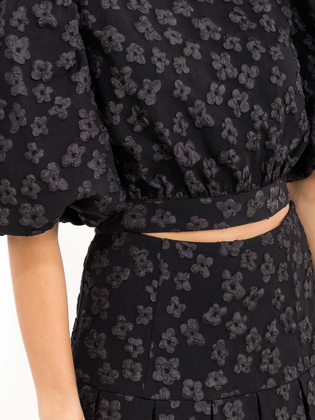 short puff sleeve top & zip up flare mini skirt floral 2pc. set womens summer outfit